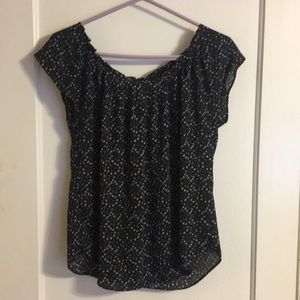 Black flower print blouse